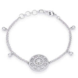 Carol 0.8ct CZ Rhodium Pave Disc Bracelet